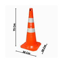 CONE RIGIDO 75CM  LARANJA/BRANCO
