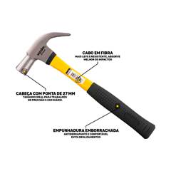 MARTELO UNHA 27MM CABO FIBRA VONDER
